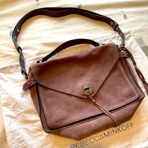 Mauve suede Rebecca Minkoff crossbody satchel